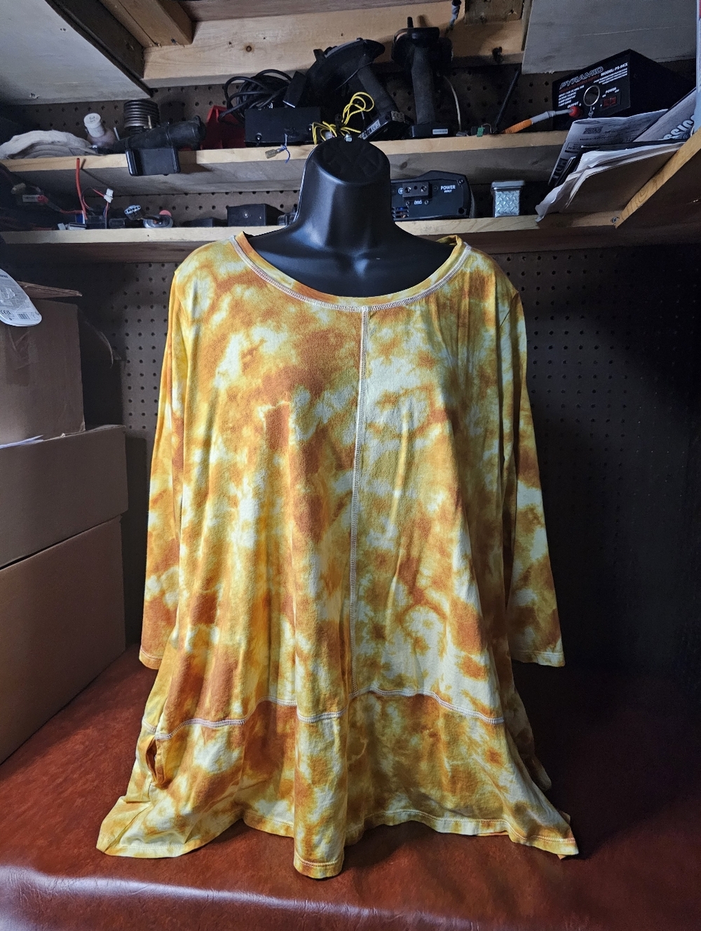LOGO by Lori Goldstein Women’s Cotton Modal Printed Tie-Dye 3/4-Sleeve Top 2X